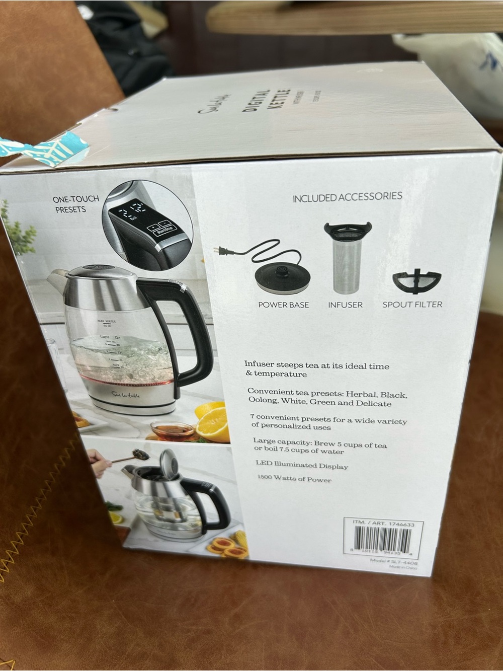 Sur La Table Stainless Steel Electric Tea Kettle with Infuser - Silver/Black - Picture 7 of 7